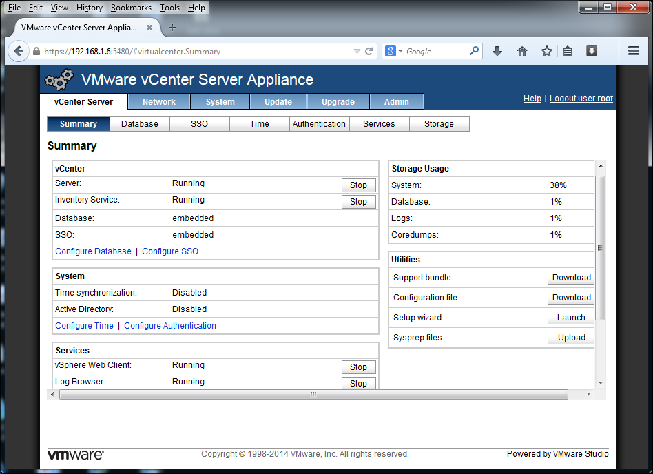 VCENTER Server configuration file. VMWARE Summary. Https 192.168 1 5
